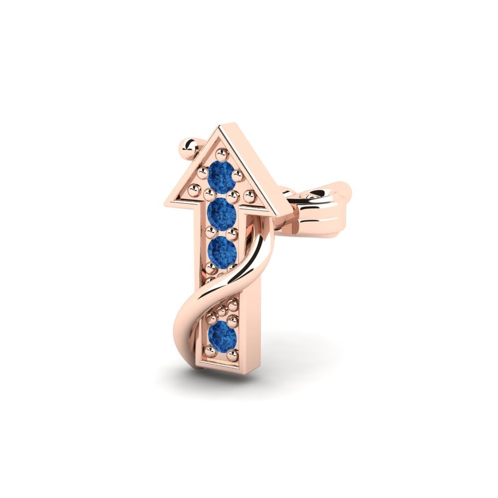 14ct Rose Gold Dark Blue Zirconia Men's Earring Brionne