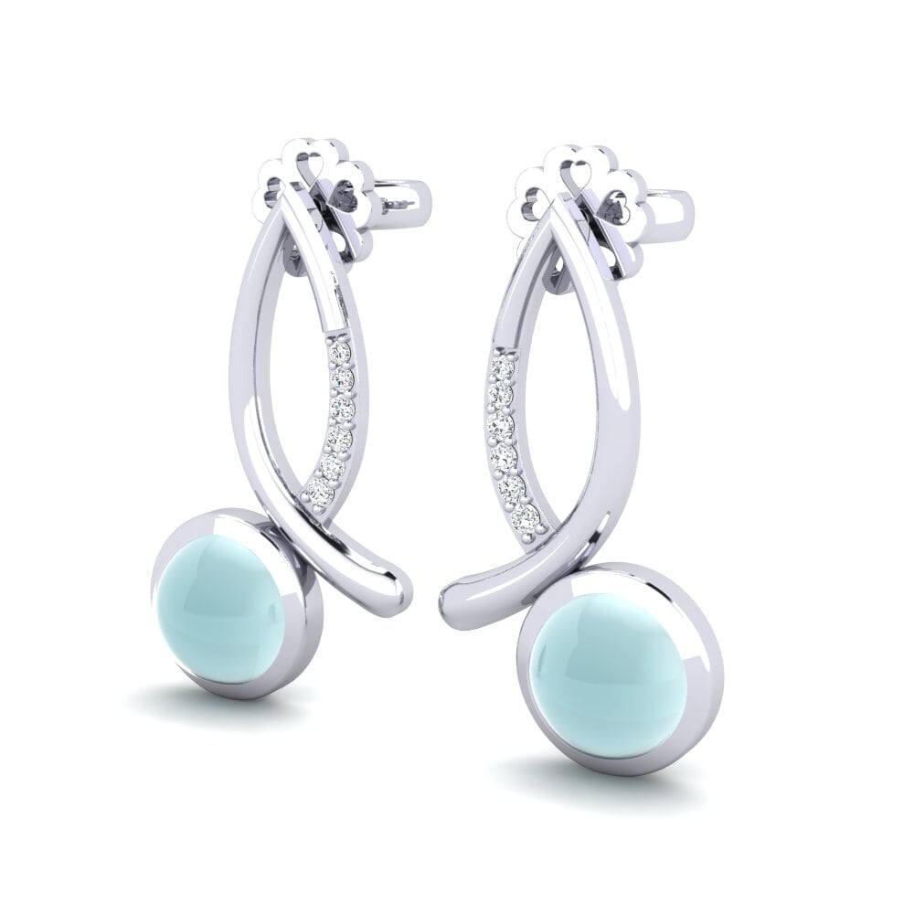 Đá Cabochon Aquamarine Bông tai nữ Brishen