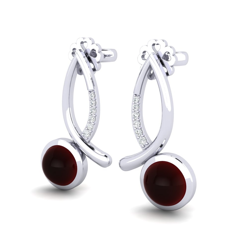 Cabochon Garnet Women's Earring Brishen