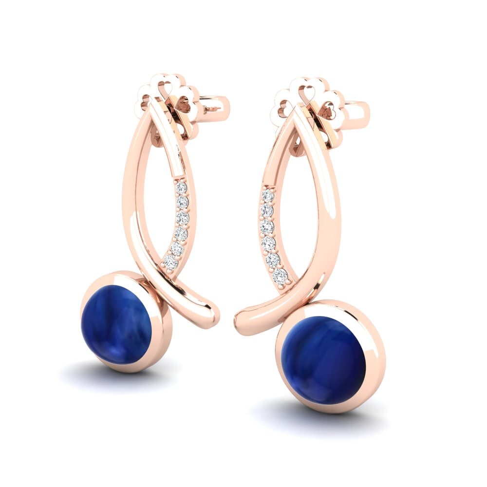 14ct Rose Gold Cabochon Sapphire Women's Earring Brishen