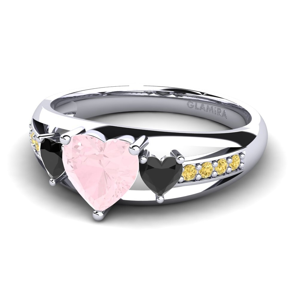 18k Oro Blanco Cuarzo rosa Anillo de compromiso Britany