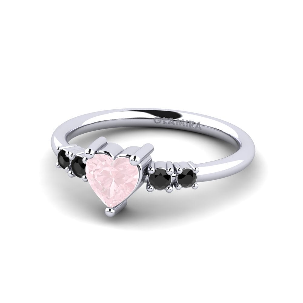 18k Oro Blanco Cuarzo rosa Anillo de compromiso Brittany