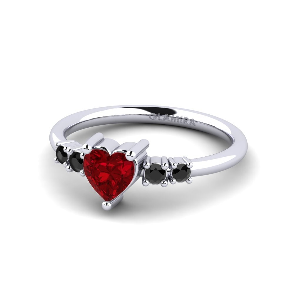 18k Oro Blanco Circonita Roja Anillo de compromiso Brittany
