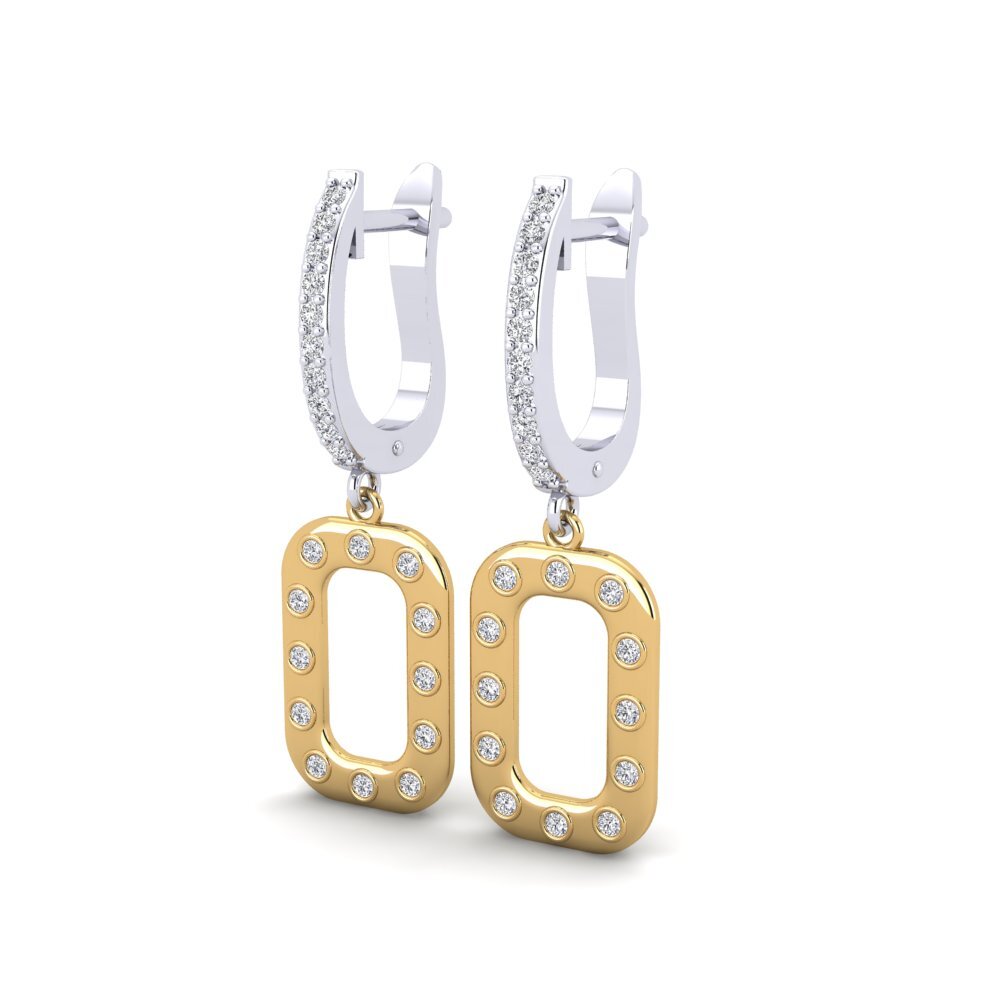14k Oro Blanco / Amarillo Pendiente de mujer Brocious