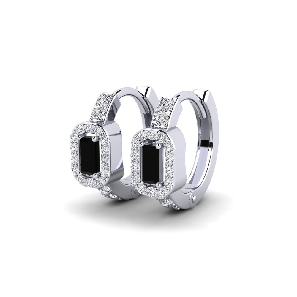 Oro Bianco 750 Diamante Nero Orecchino da donna Bros