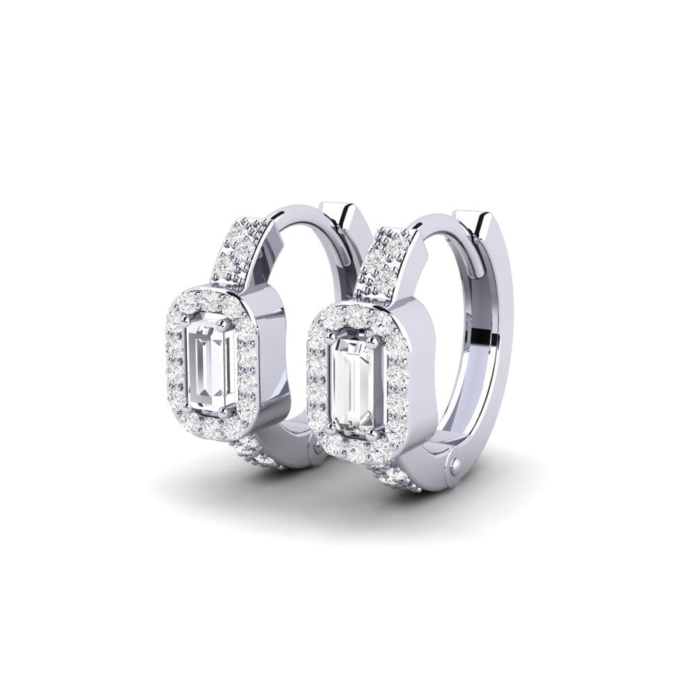 14k Oro Blanco Zafiro blanco Pendiente de mujer Bros