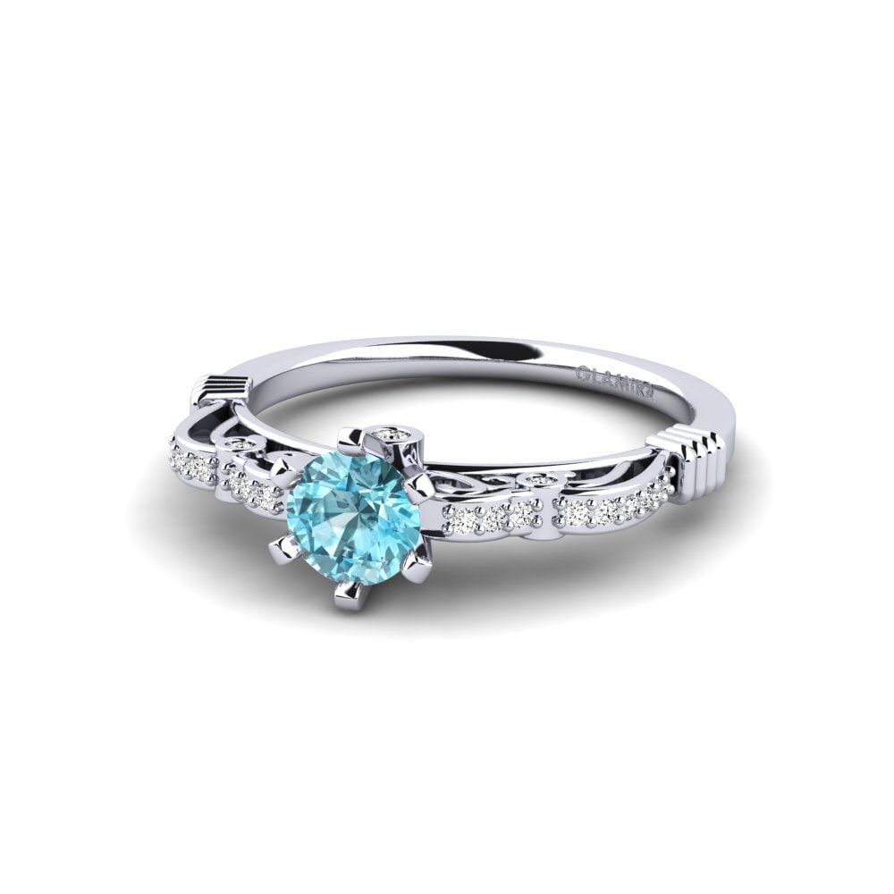 Circón Azul Anillo de compromiso Brunella