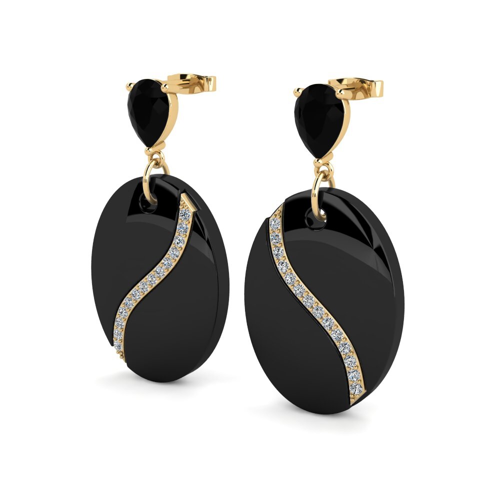 Pear Black Onyx Women's Earring Brunner