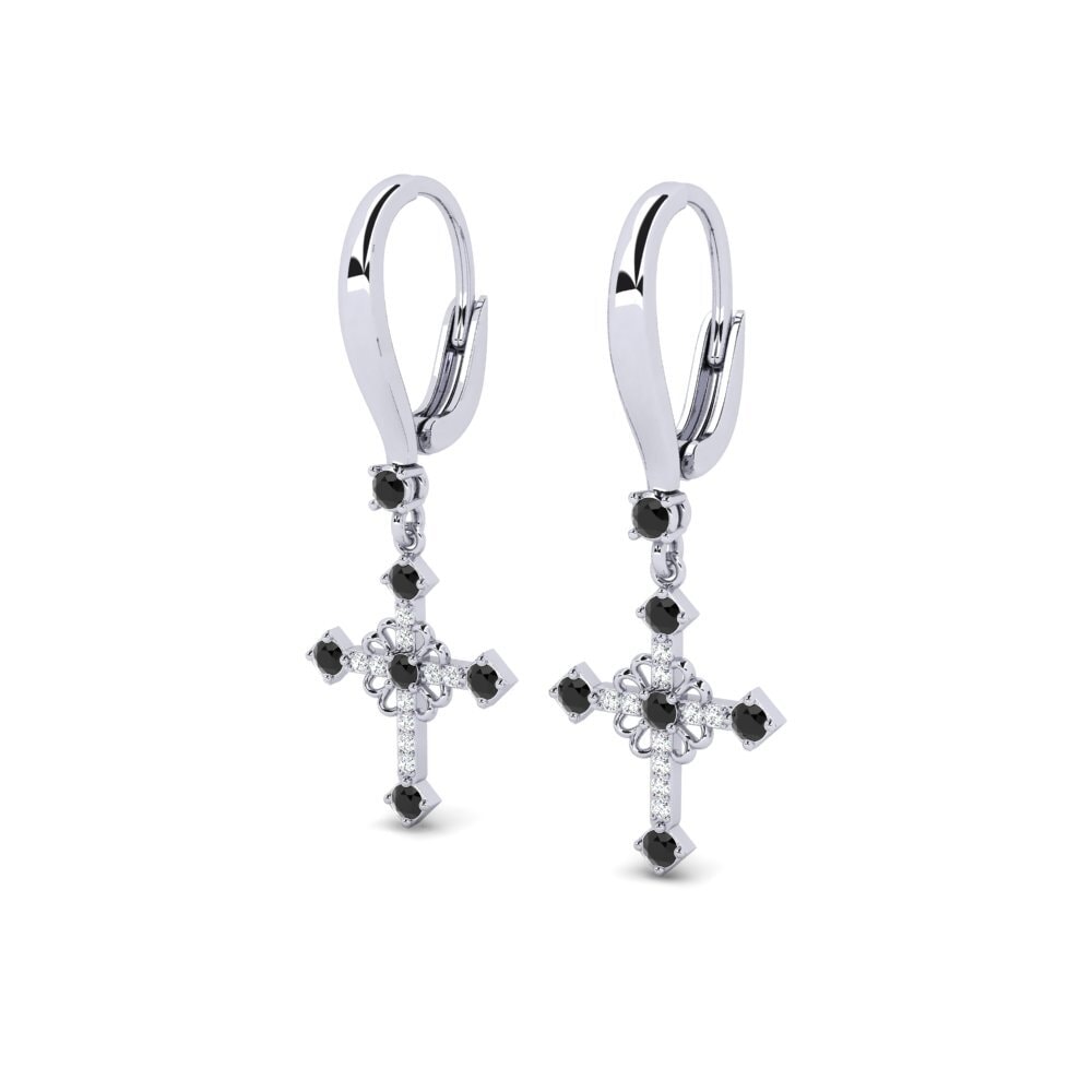 Oro Bianco 750 Diamante Nero Orecchino da donna Brutisep