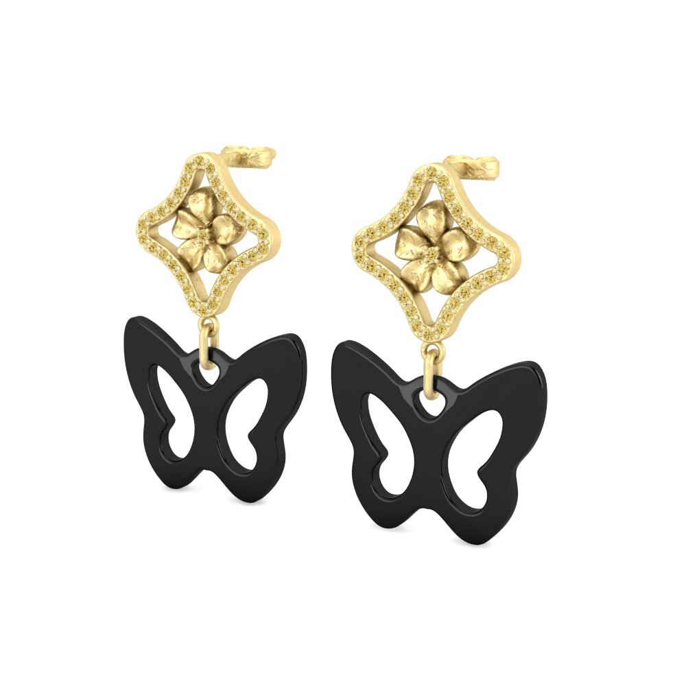 Yellow Diamond Women's Earring Brwon
