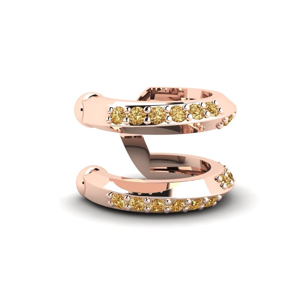 14k Oro Rosa Diamante café Pendiente de mujer Bucata