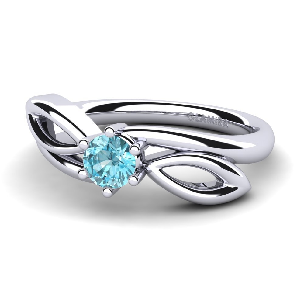 Circón Azul Anillo de compromiso Buena