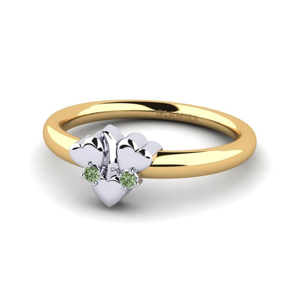 18ct Yellow & White Gold Green Diamond Ring Buisson
