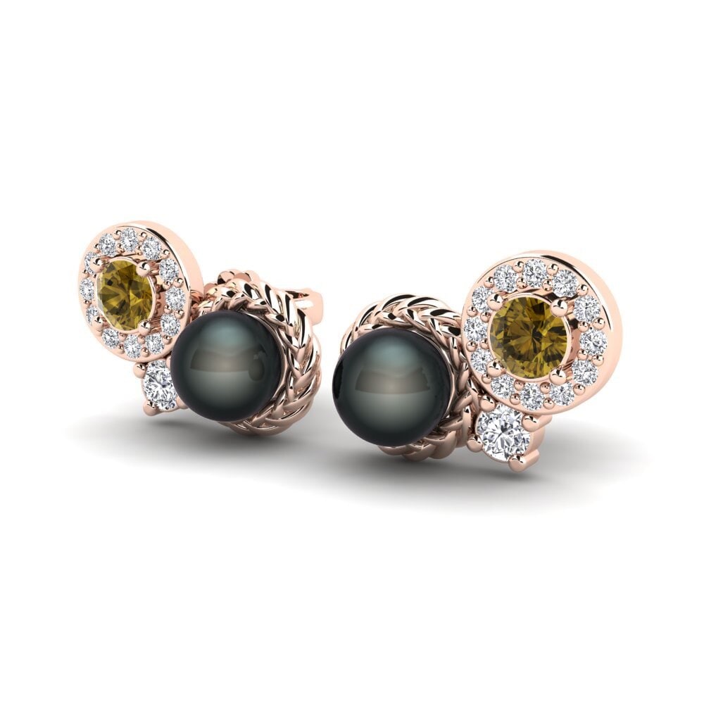 9ct Rose Gold Brown Zircon Women's Earring Bunga