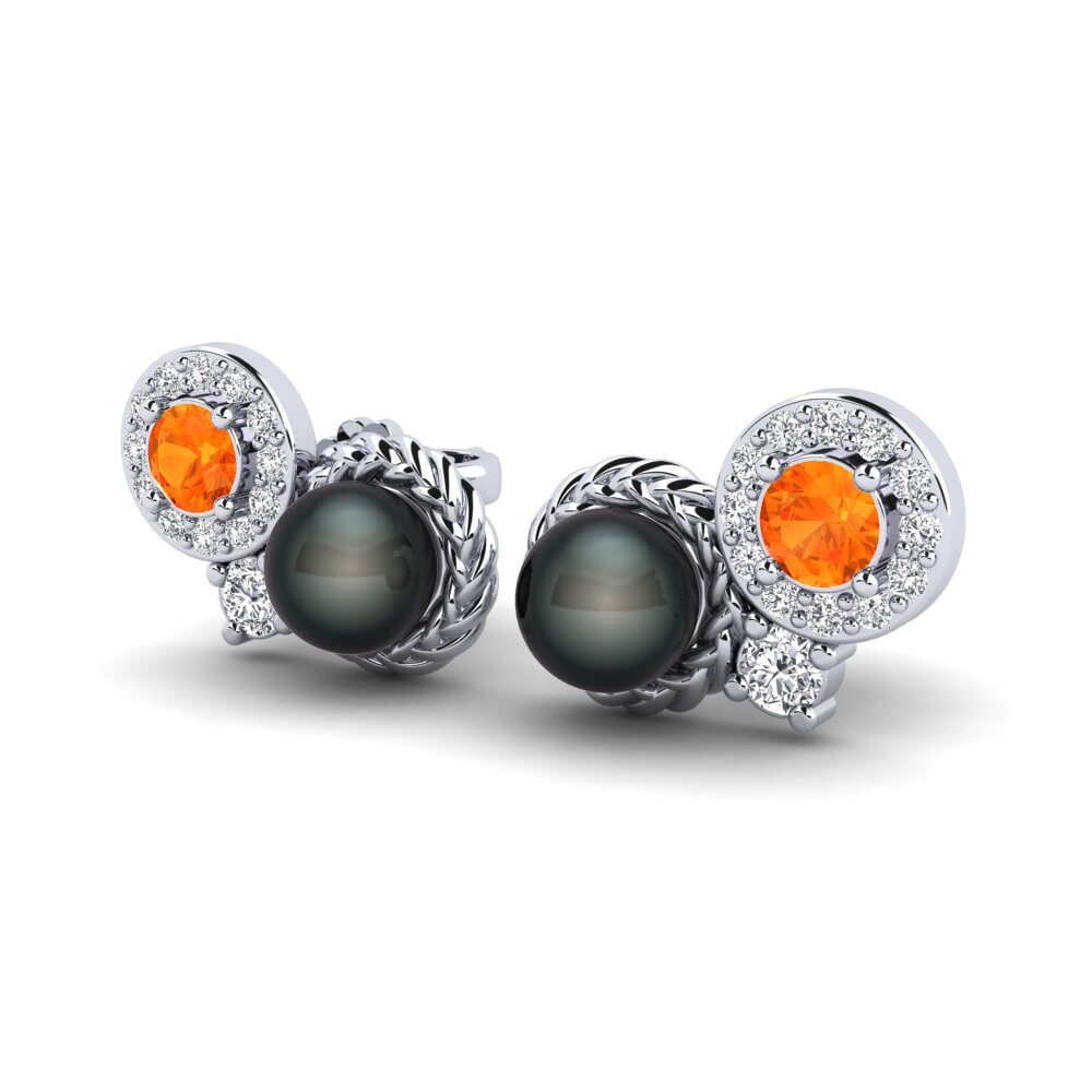 9ct White Gold Orange Sapphire Women's Earring Bunga