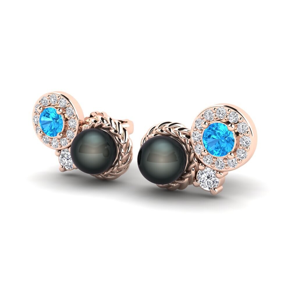 9ct Rose Gold Blue Topaz Women's Earring Bunga