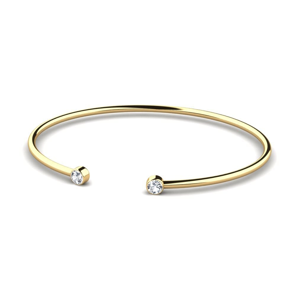 Cuff White Zircon 14ct Yellow Gold Bracelets