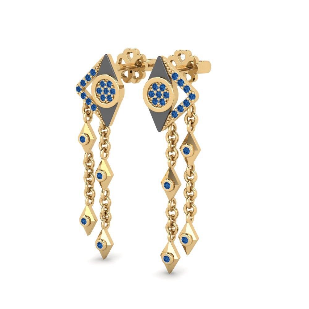 Zircone Bleu Foncé Boucle d'oreille femme Buonodore