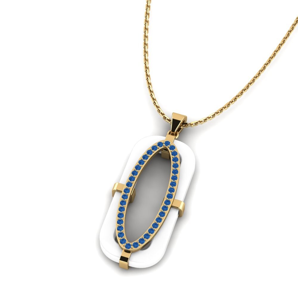 Circonita Azul Oscuro Colgante de Mujer Burdo