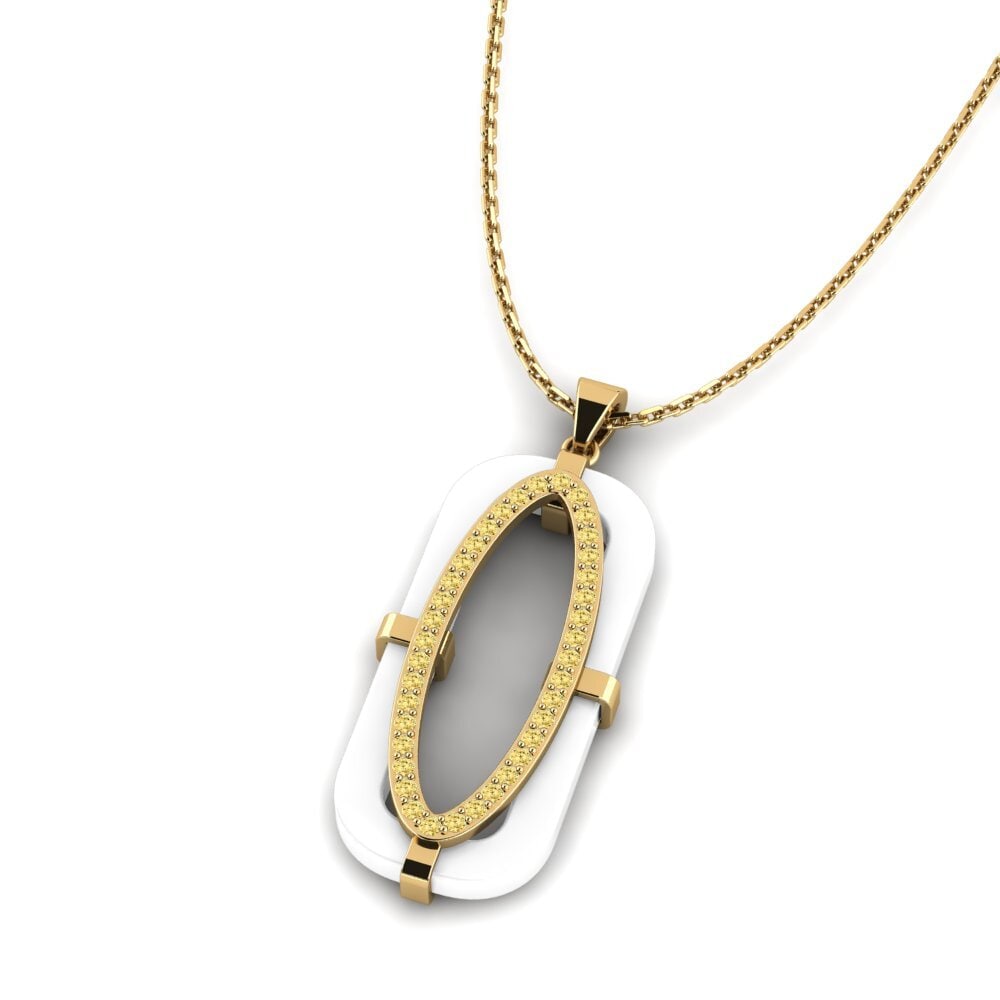 Diamante Amarillo Colgante de Mujer Burdo