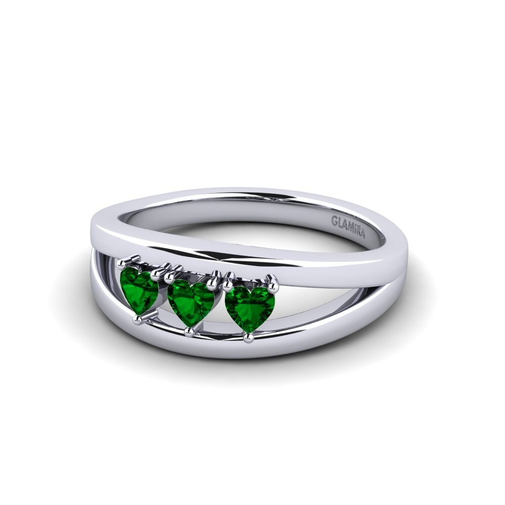 Heart Green Zirconia Women's Ring Burnt