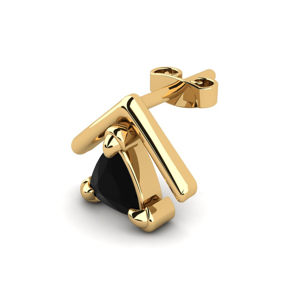 18ct Yellow Gold Black Sapphire Men's Earring Butterfree