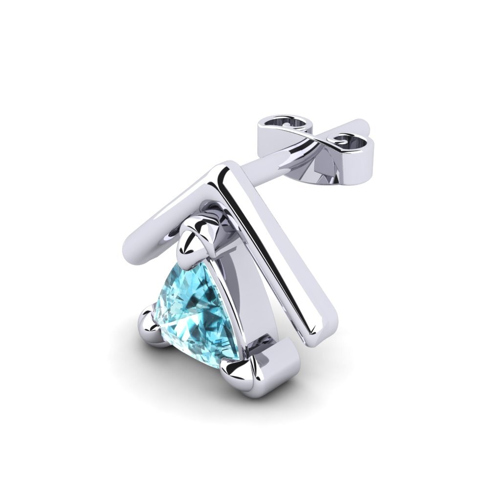 9ct White Gold Blue Zircon Men's Earring Butterfree