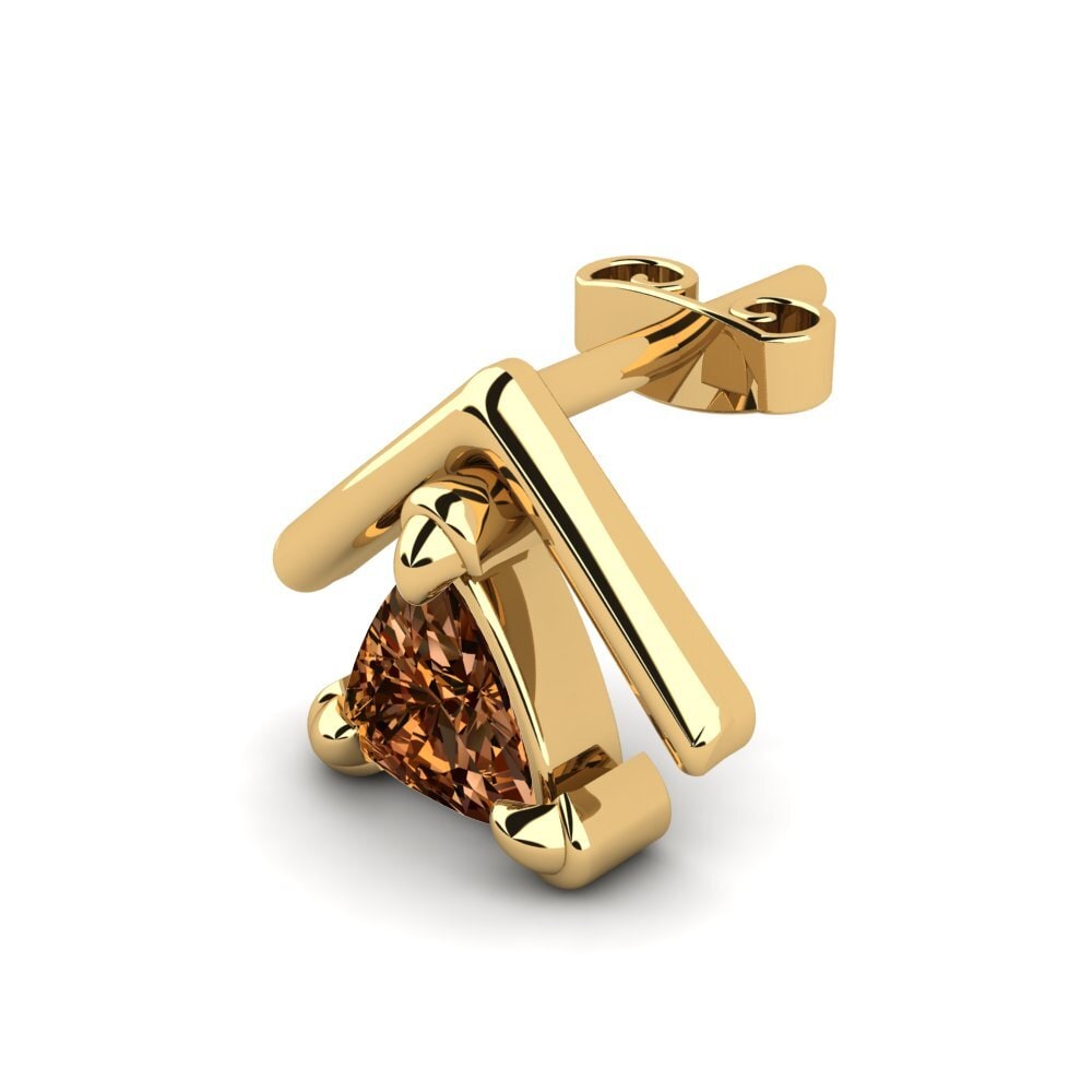 18ct Yellow Gold Brown Diamond Men's Earring Butterfree