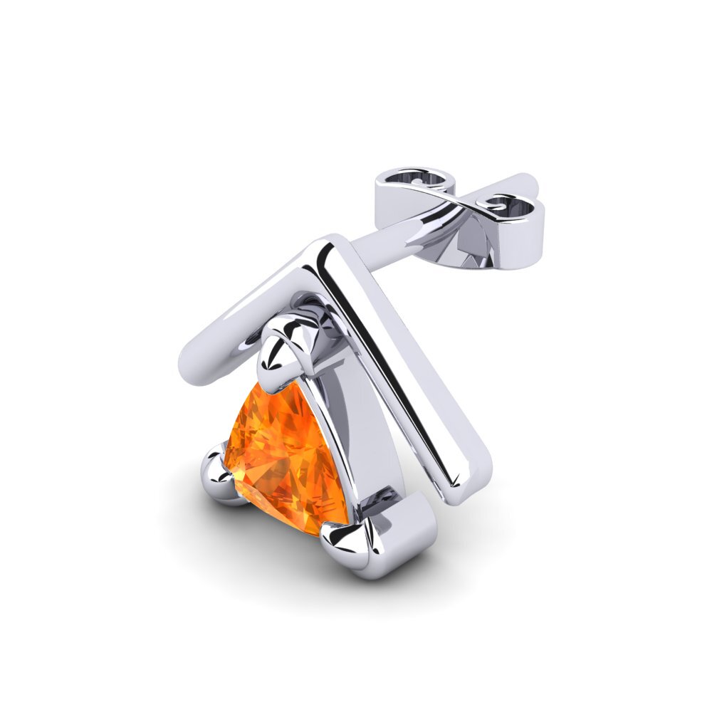 14k Oro Blanco Zafiro Naranja Pendiente para hombre Butterfree