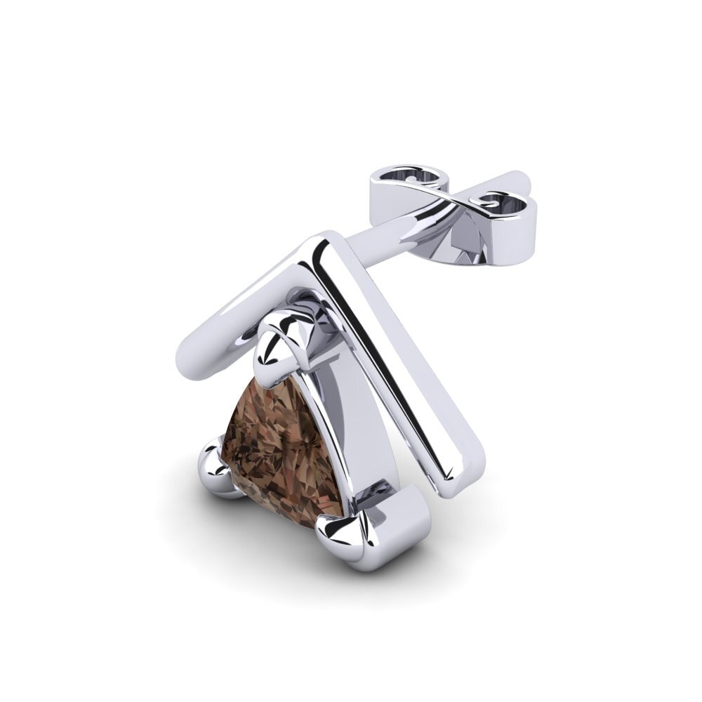 9ct White Gold Smoky Quartz Men's Earring Butterfree
