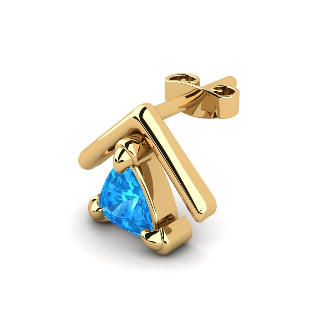 14k Oro Amarillo Topacio azul Pendiente para hombre Butterfree