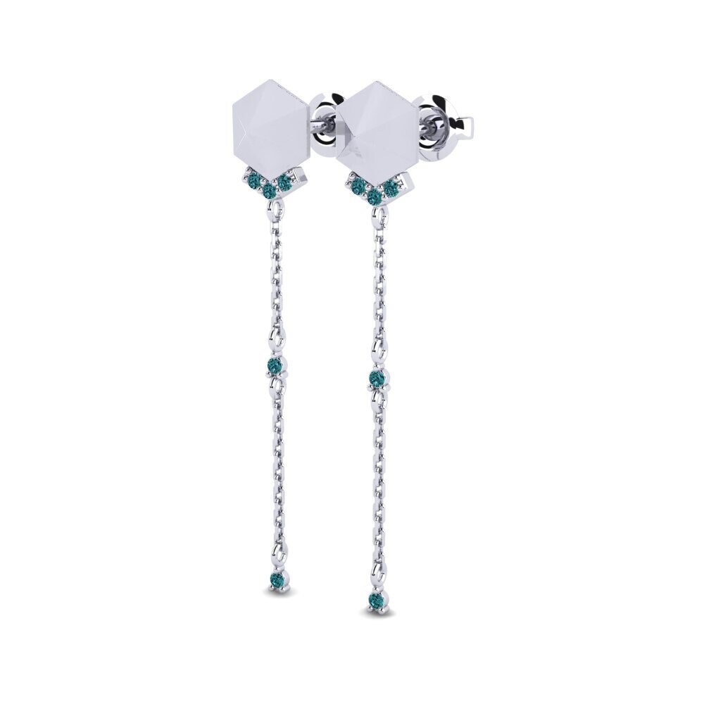 Platino Diamante Azul Pendiente de mujer Buvimas - A