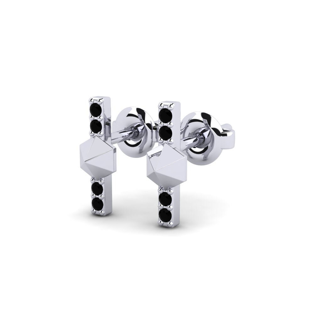 Platino Diamante Negro Pendiente de mujer Buvimas - B