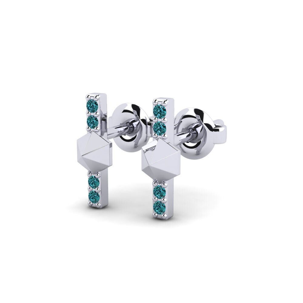 Platino Diamante Azul Pendiente de mujer Buvimas - B