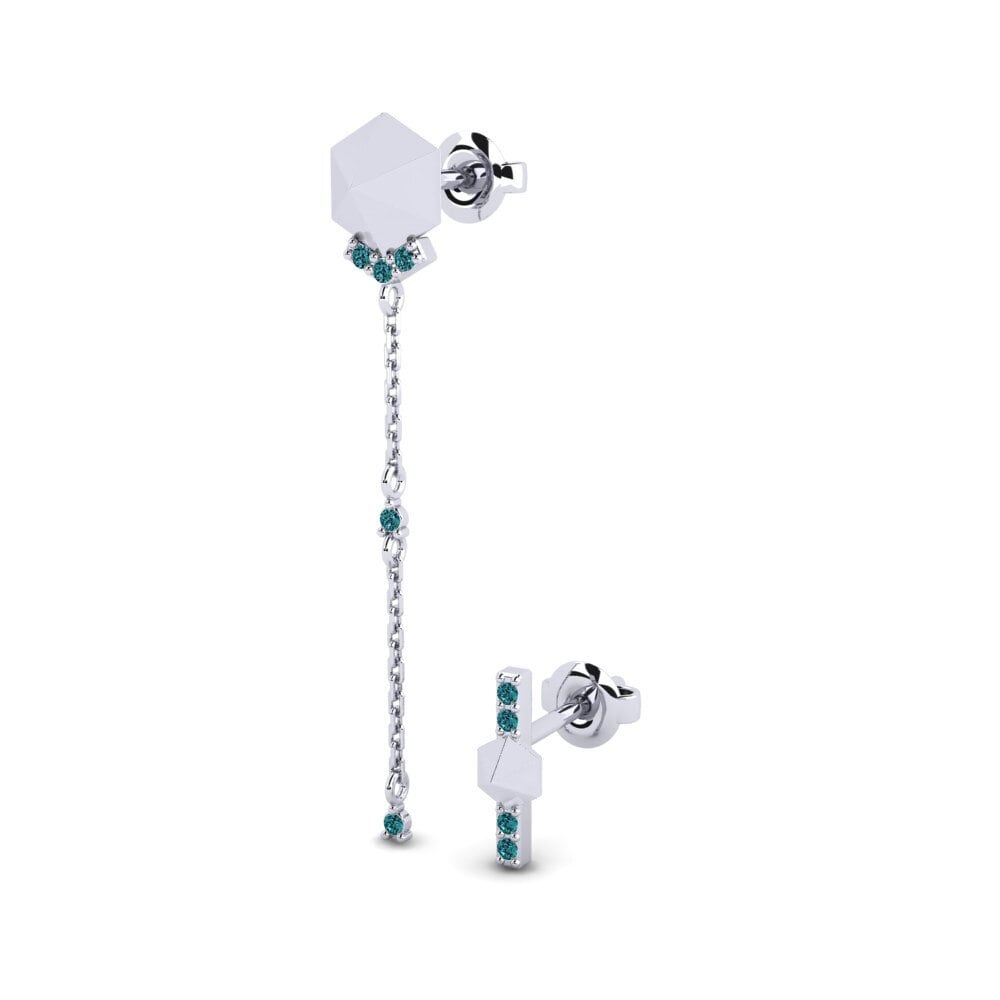 Platino Diamante Azul Pendiente de mujer Buvimas - SET
