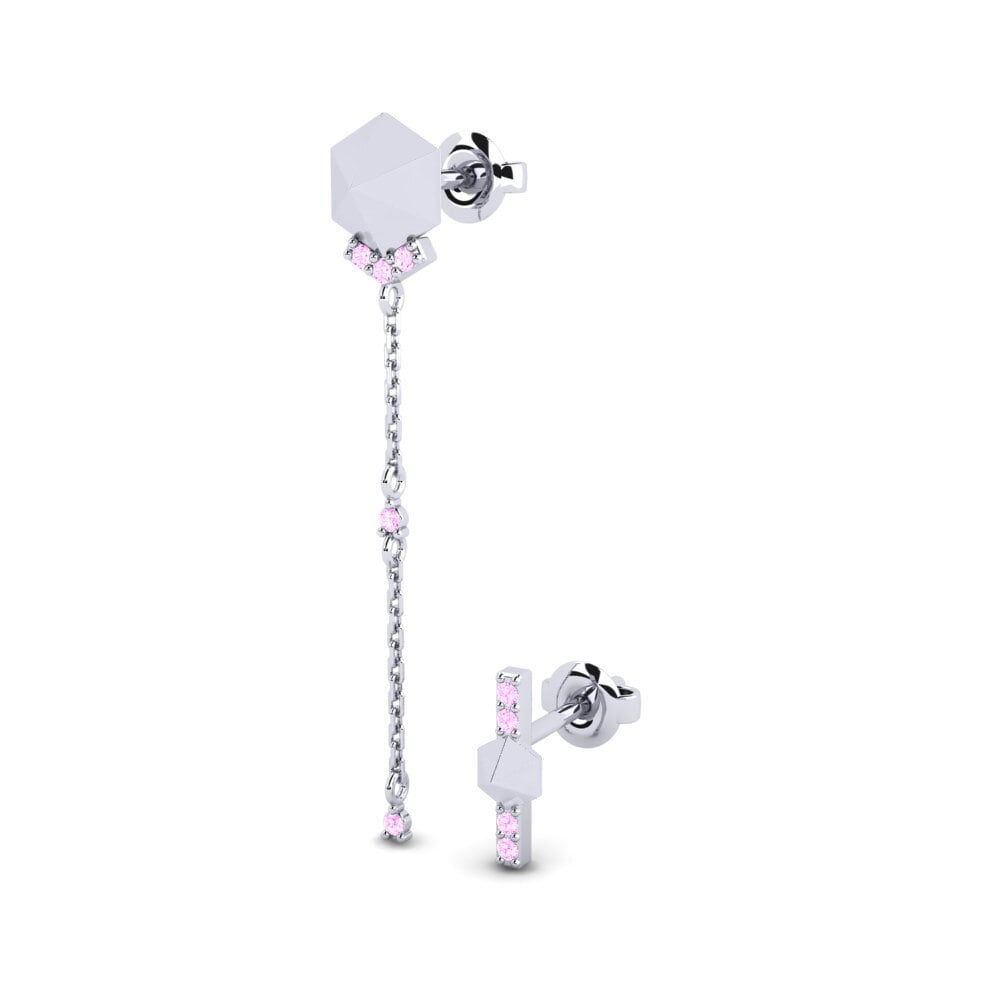 Platino Zafiro Rosado Pendiente de mujer Buvimas - SET