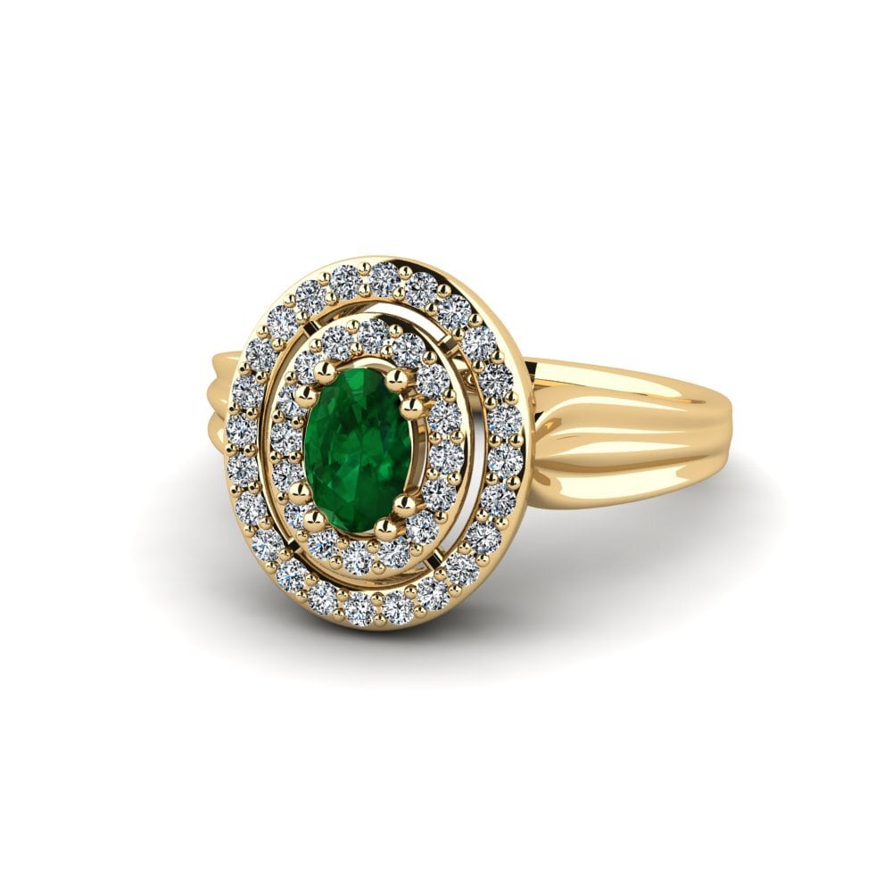Esmeralda (creada en laboratorio) Anillo de compromiso Cabannes