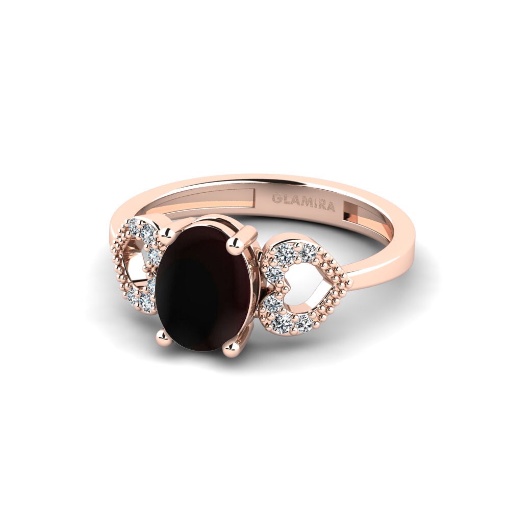 14k 玫瑰金 卡博雄石榴石 訂婚戒指 Cabbi - Cabochon Oval