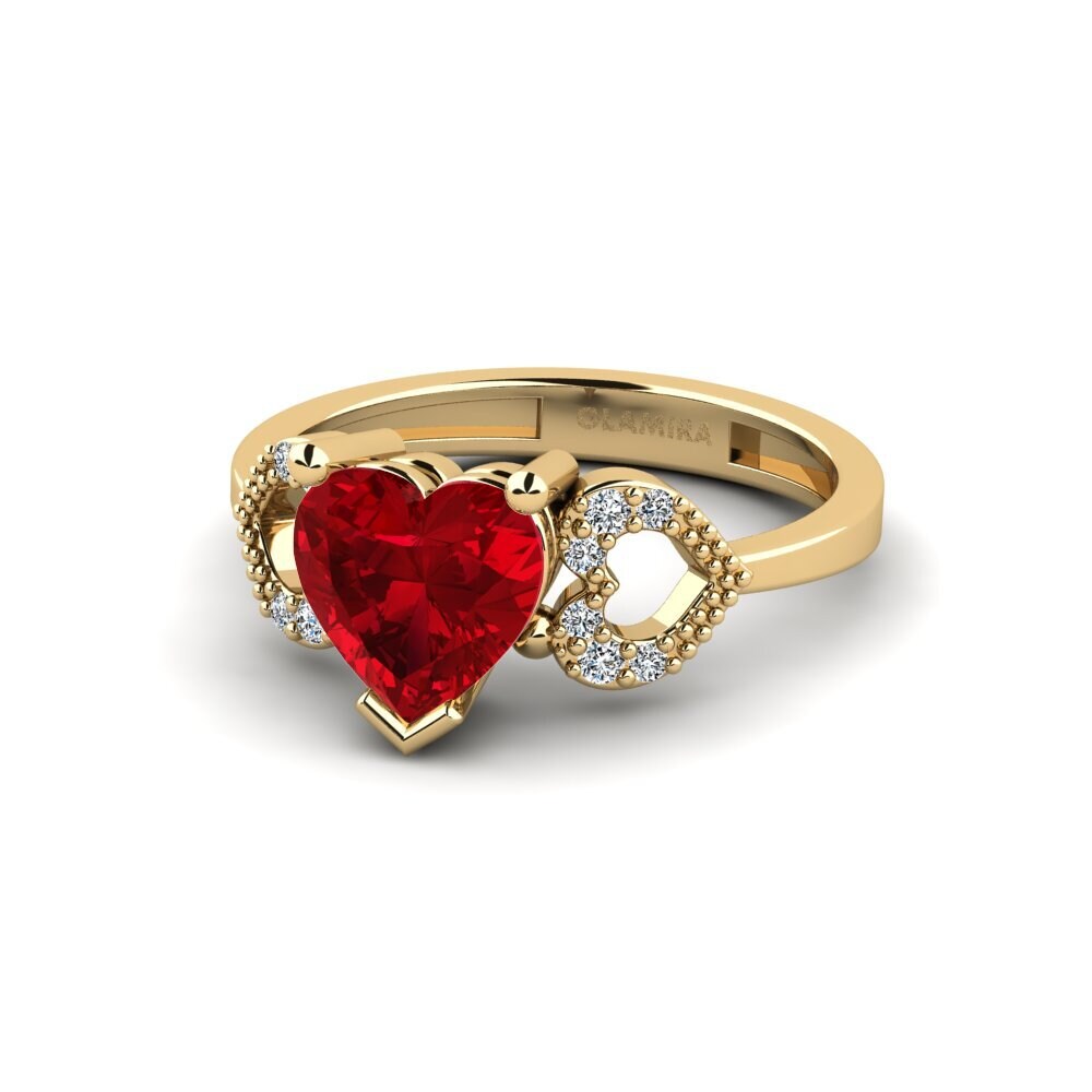 Circonita Roja Anillo de compromiso Cabbi - Heart