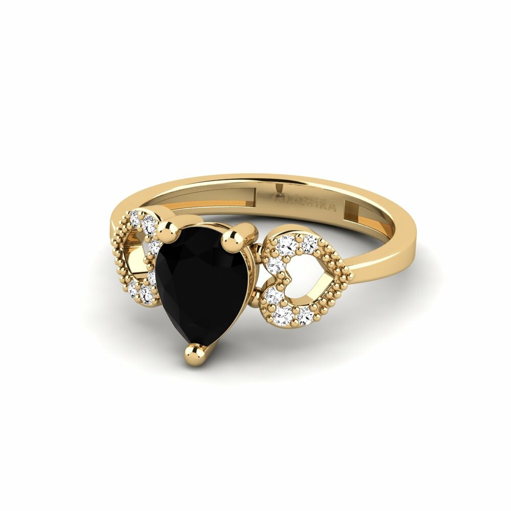 Black Onyx Engagement Ring Cabbi - Pear