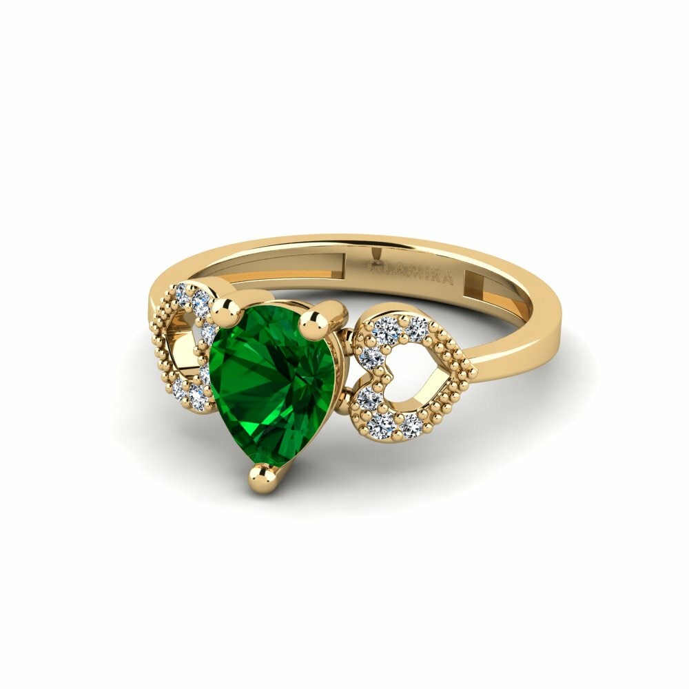 Green Zirconia Engagement Ring Cabbi - Pear