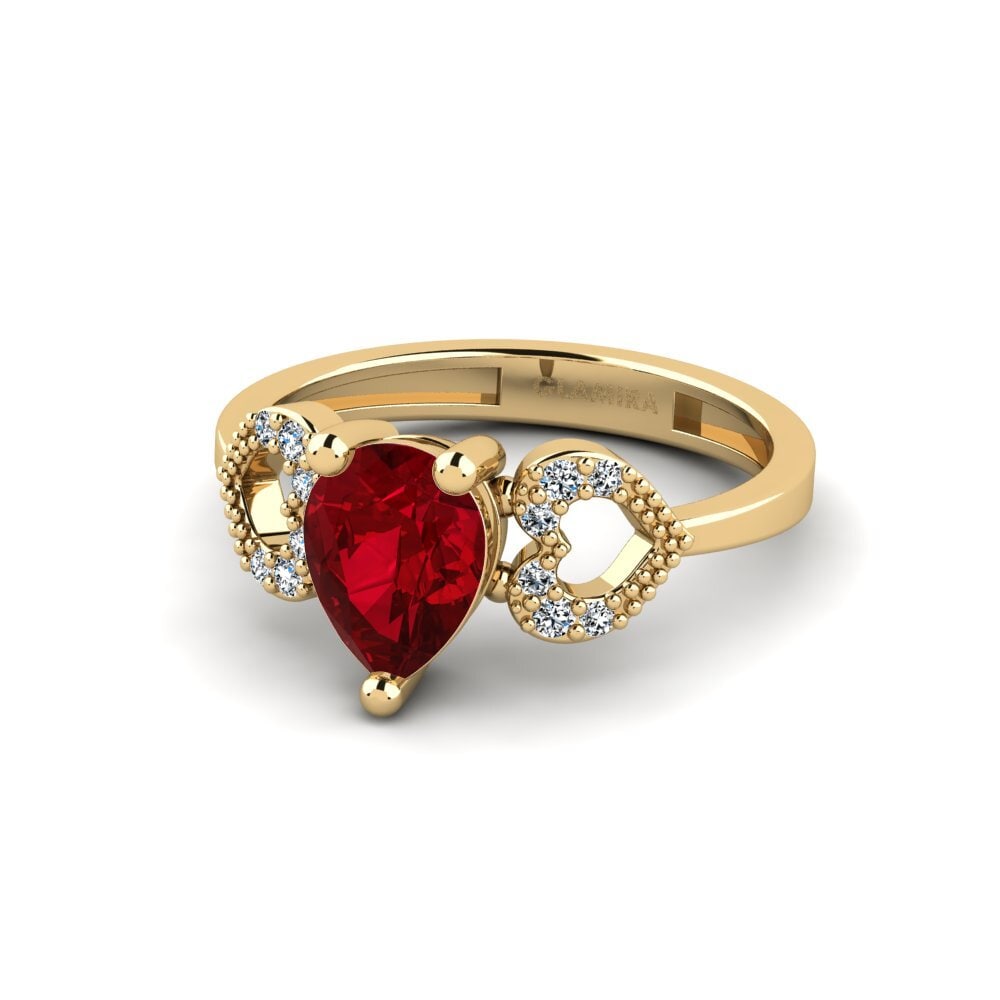 Circonita Roja Anillo de compromiso Cabbi - Pear