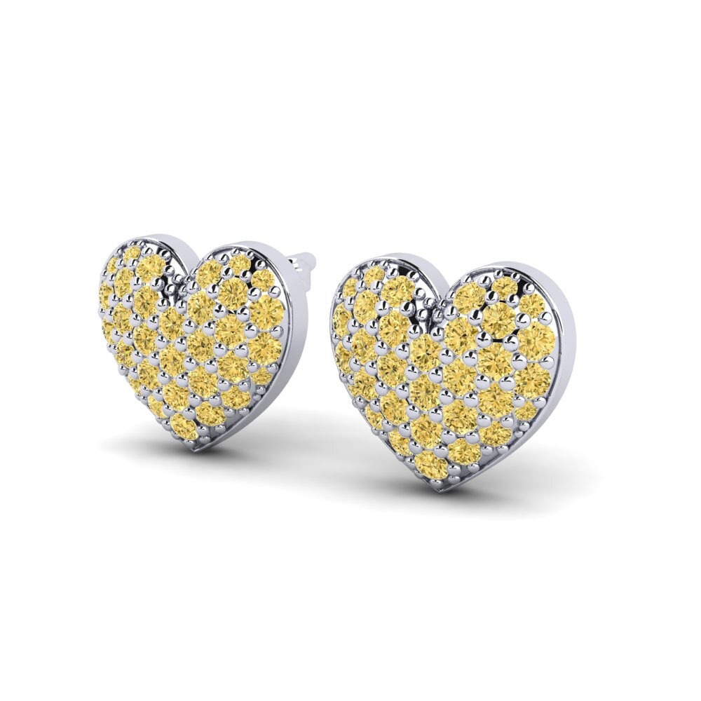 18k White Gold Yellow Diamond Kid's Earring Cabonifere