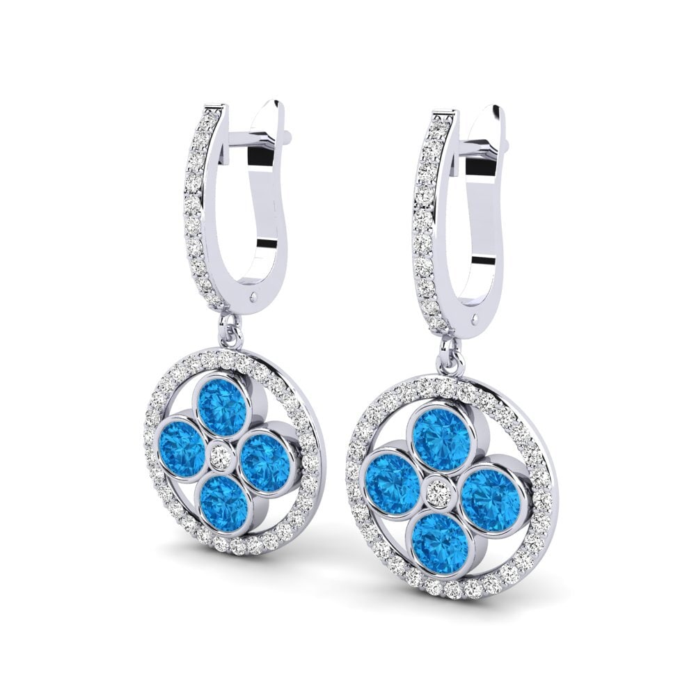Azul Topázio Brincos Feminino Cadeau