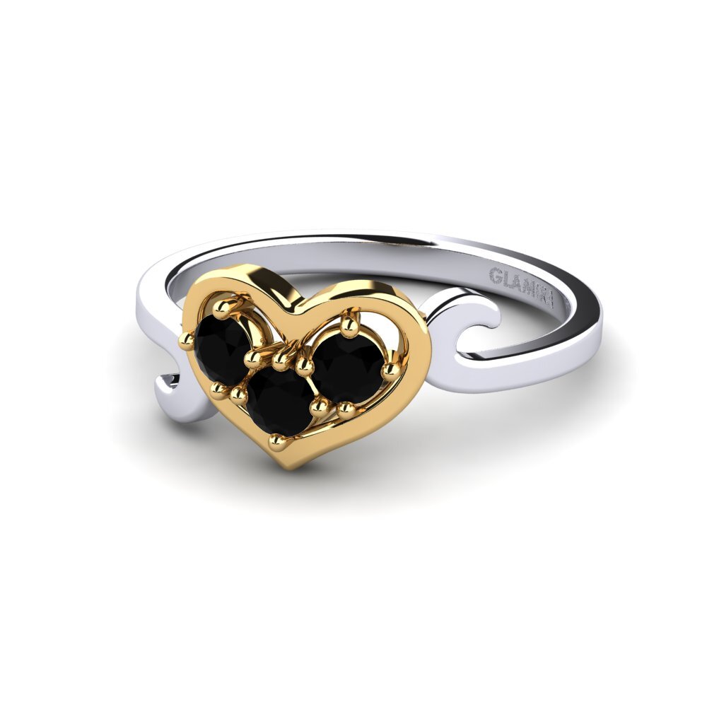 9ct White & Yellow Gold Black Onyx Ring Cadha