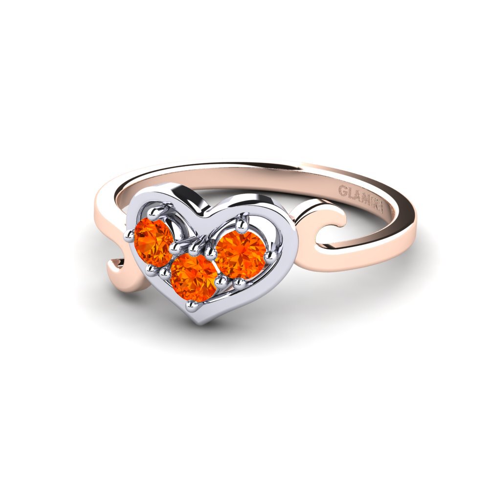 18ct Rose & White Gold Orange Sapphire Ring Cadha