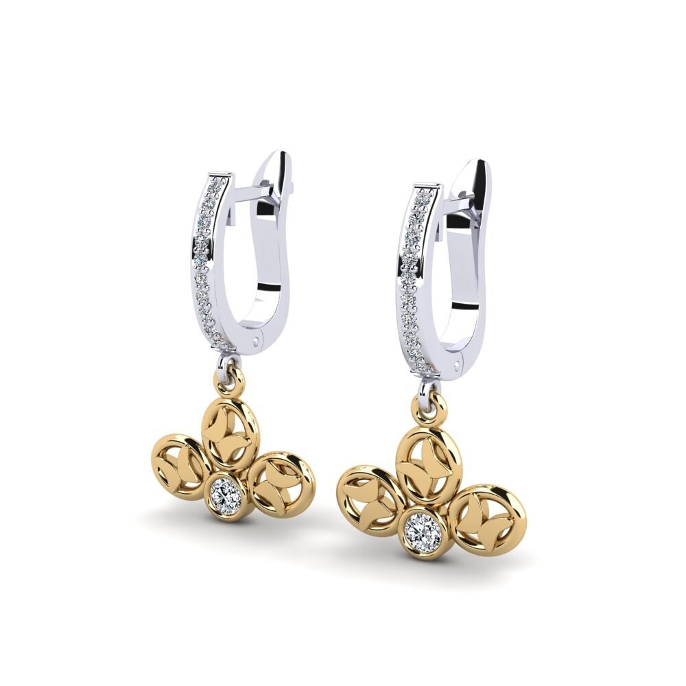 9k Oro Blanco & Amarillo Pendiente de mujer Cagener