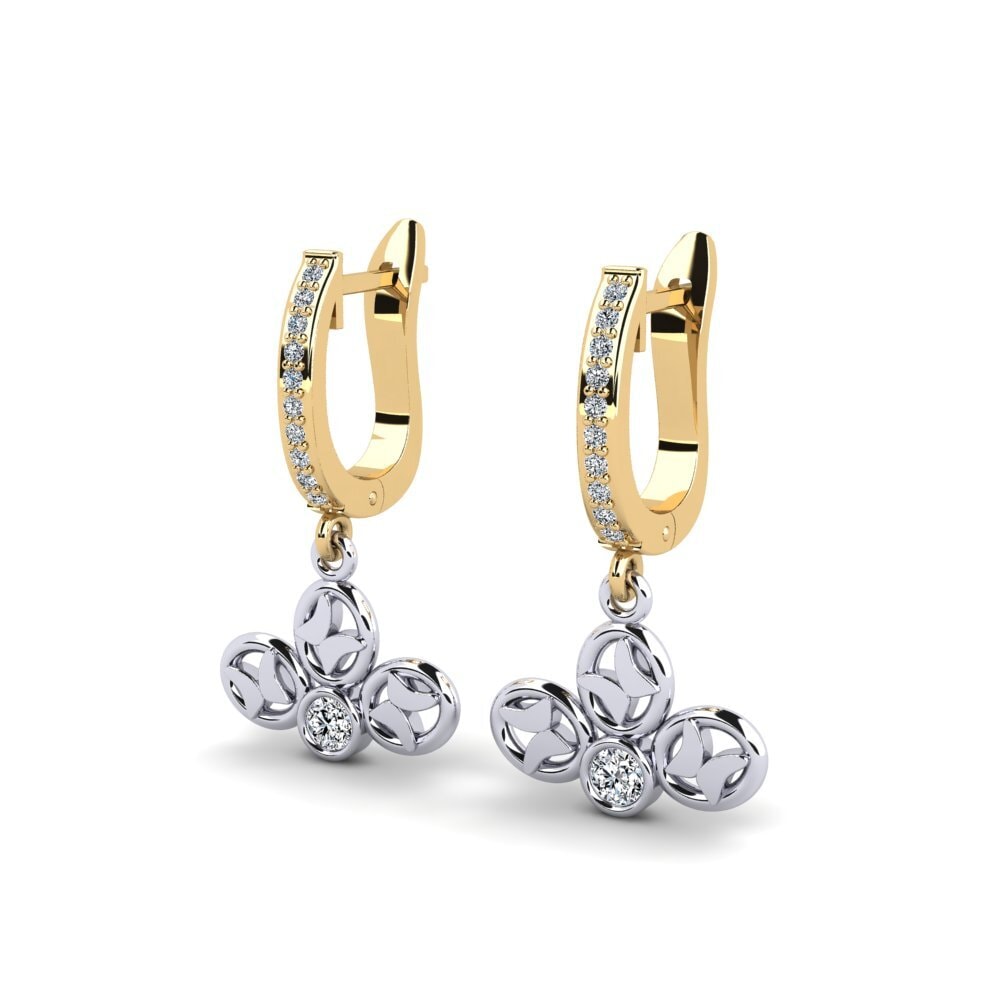 14k Oro Amarillo/Blanco Pendiente de mujer Cagener