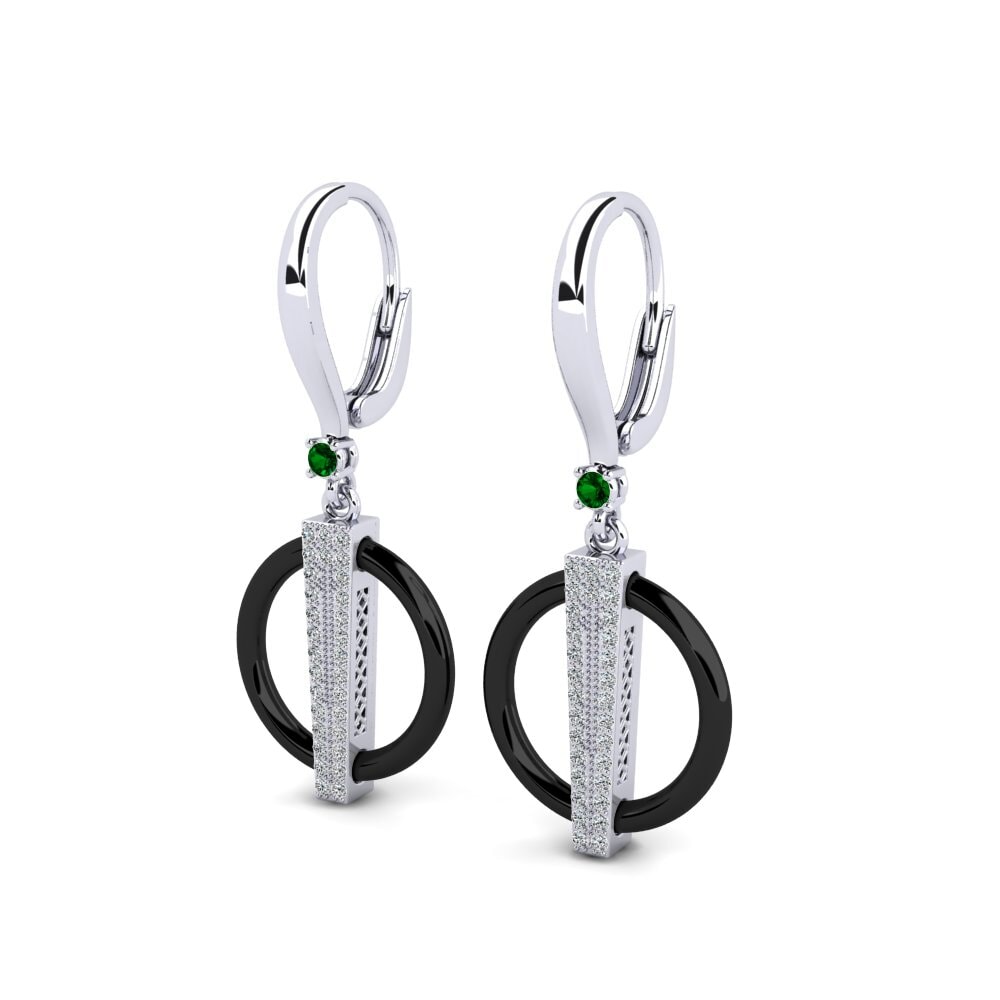 White Silver Green Zirconia Women's Earring Cagle