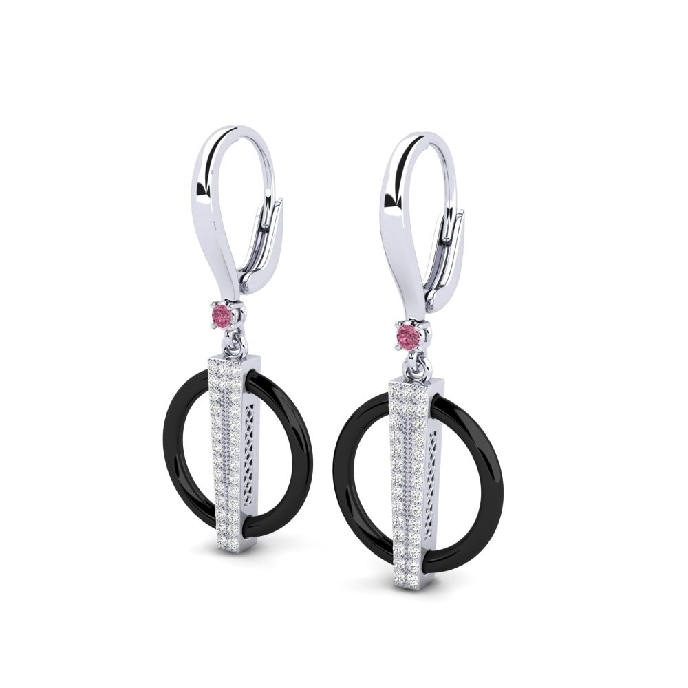 Platino 950 Granate Rhodolite Pendiente de mujer Cagle